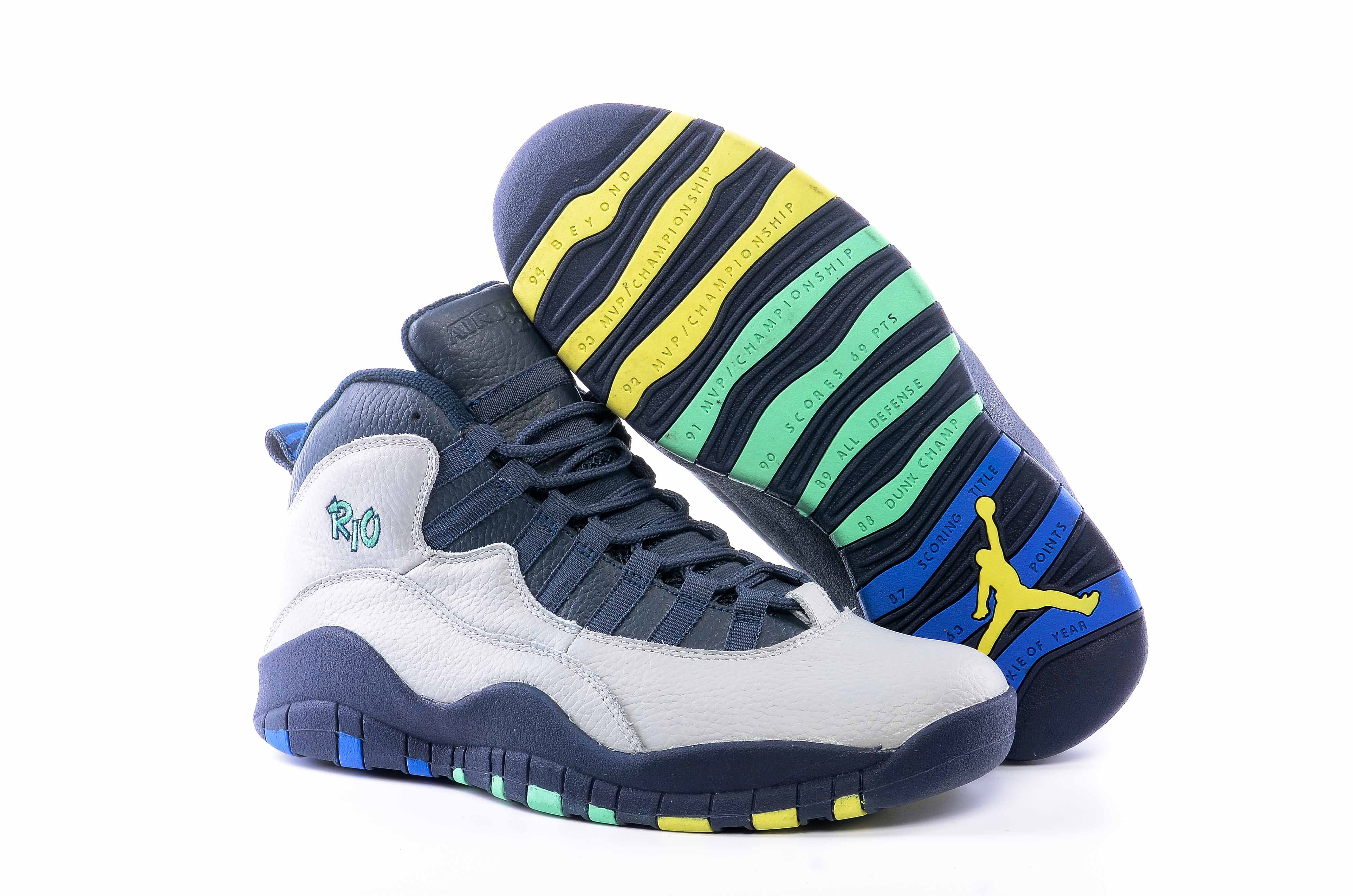 2018 Air Jordan 10 Retro White Deep Blue Yellow - Click Image to Close